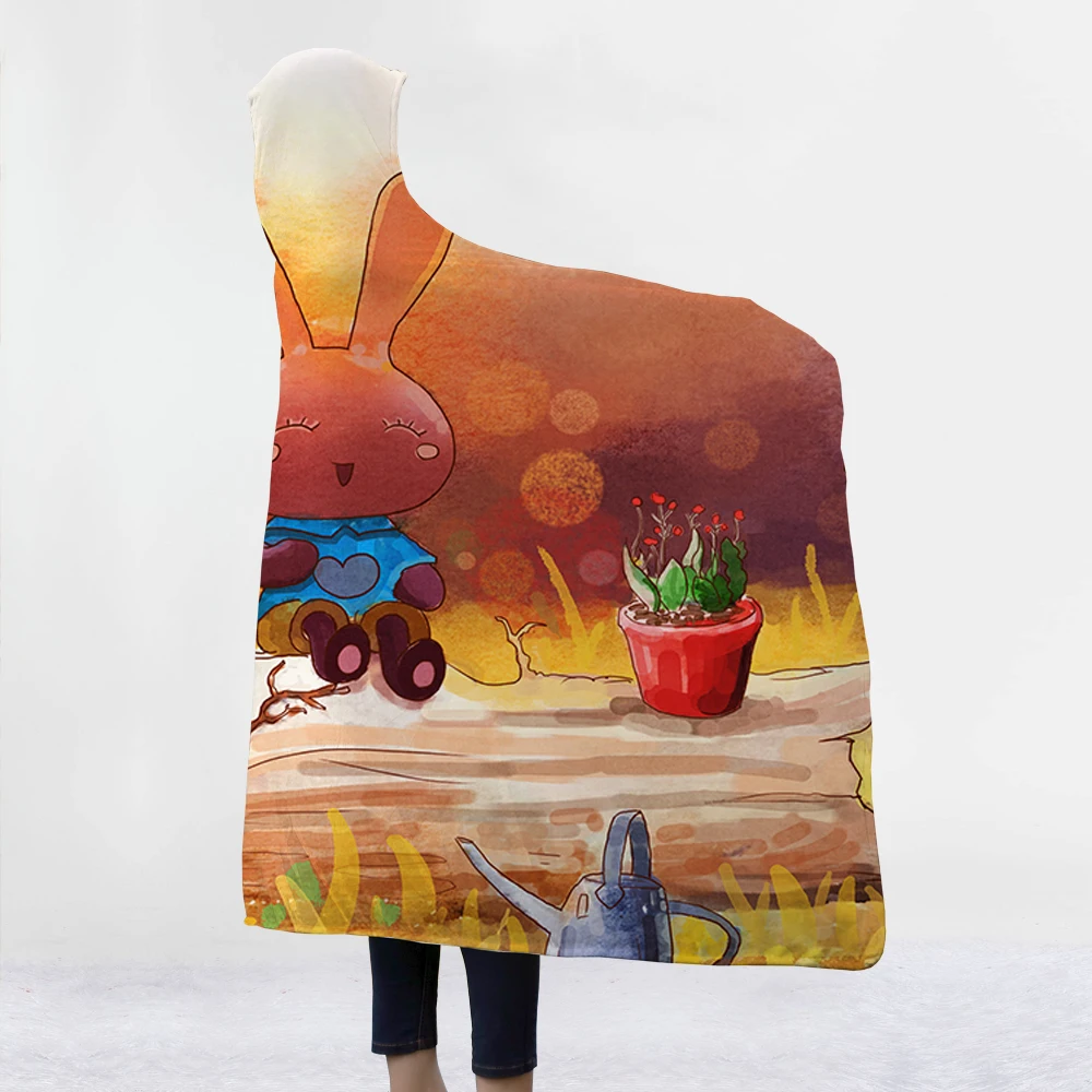 Мультфильм 3D Тоторо печати с капюшоном Одеяло earable флис мягкий Пледы для взрослых отель кровать для путешествий диван пледы балахон одеяло s