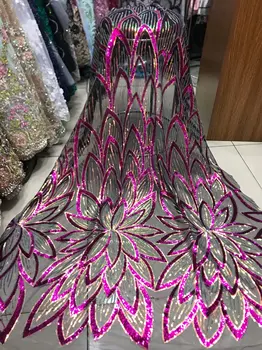 

Rose gold soft shiny African organza Lace Swiss tulle lace fabric with Neon Sequins fantastic Nigerian sewing buba cloth 5 yards