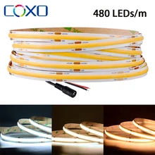 

480 LEDs/m COB LED Strip Light RA90 16.4ft Flexible Tape Ribbon Lighting DC12V 24V Dimmable 3000K 4000K 6500K Led Strips Lights