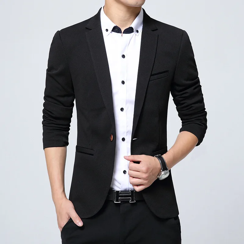 

Perennial-Men Spring And Autumn Suit Solid Color Business Slim Fit Blazer