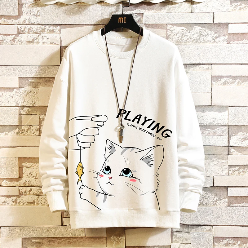 Mens Casual Sweatshirts Hoodie Men Fake Two Pieces Multi Color O-Neck Fashion Harajuku Style Male Sweatshirt 2021 New Clothes