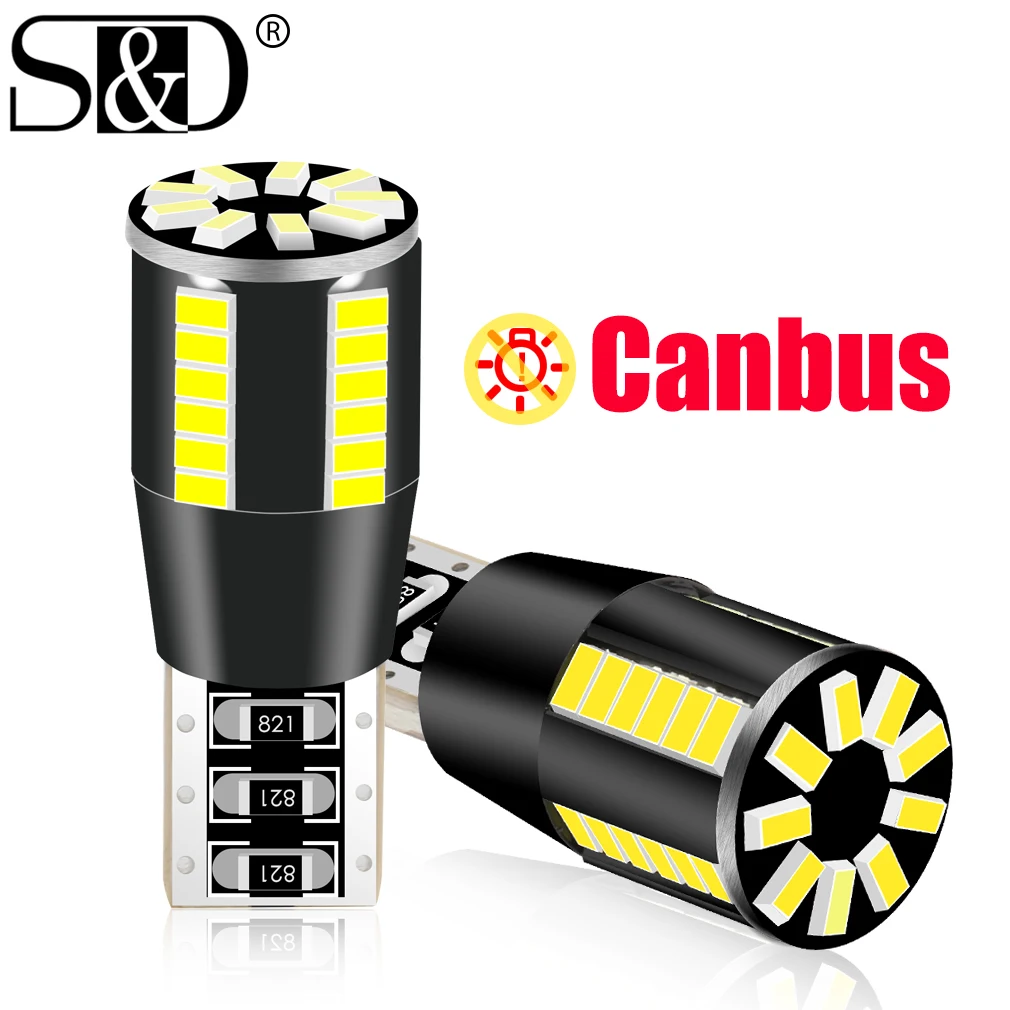 

2pcs Canbus T10 W5W WY5W 194 168 501 192 3014 Led Bulb Car Wedge Parking Light Side Door Bulb Clearance Lights Auto 12V White
