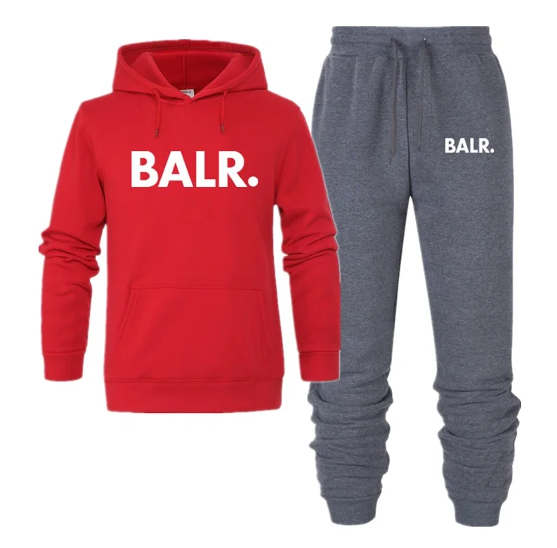 red Chándales de moda para hombres y модный привлекательный раздельный купальник Otoño Invierno, одежда для детей ropa deportiva; сезон весна-осень con estampado BALR conjuntos para hombres sudadera - Цвет: red