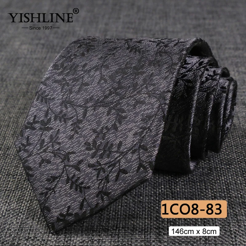 1CO8-83 YISHLINE, распродажа, 8 см, мужские галстуки, классический галстук, синий, для мужчин, в полоску, в клетку, серый, розовый, деловой галстук для жениха, свадебные аксессуары - Цвет: 1CO8-83
