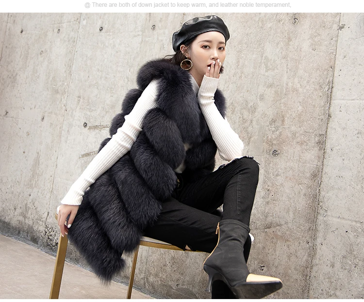 new real natural whole fur six-section fox vest ladies winter long warm fashion vest