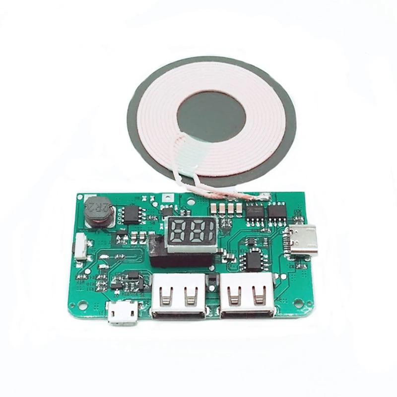 

Qi Wireless Charger PCBA Circuit Board Power Bank Charger Module Coil Wireless Charging Micro Type-C USB Port Electric DIY KIT