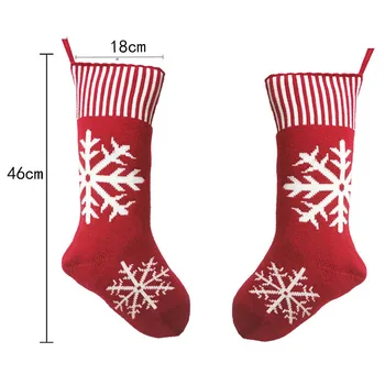 

1*Christmas Stocking Red Knit Sock Santa Candy Gift Bags Xmas Tree Hanging Decor Festive Party Supplies
