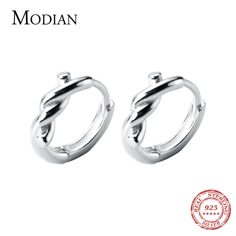 Modian узлом короткие Хооп Серьги для женщин 925 стерлингового серебра