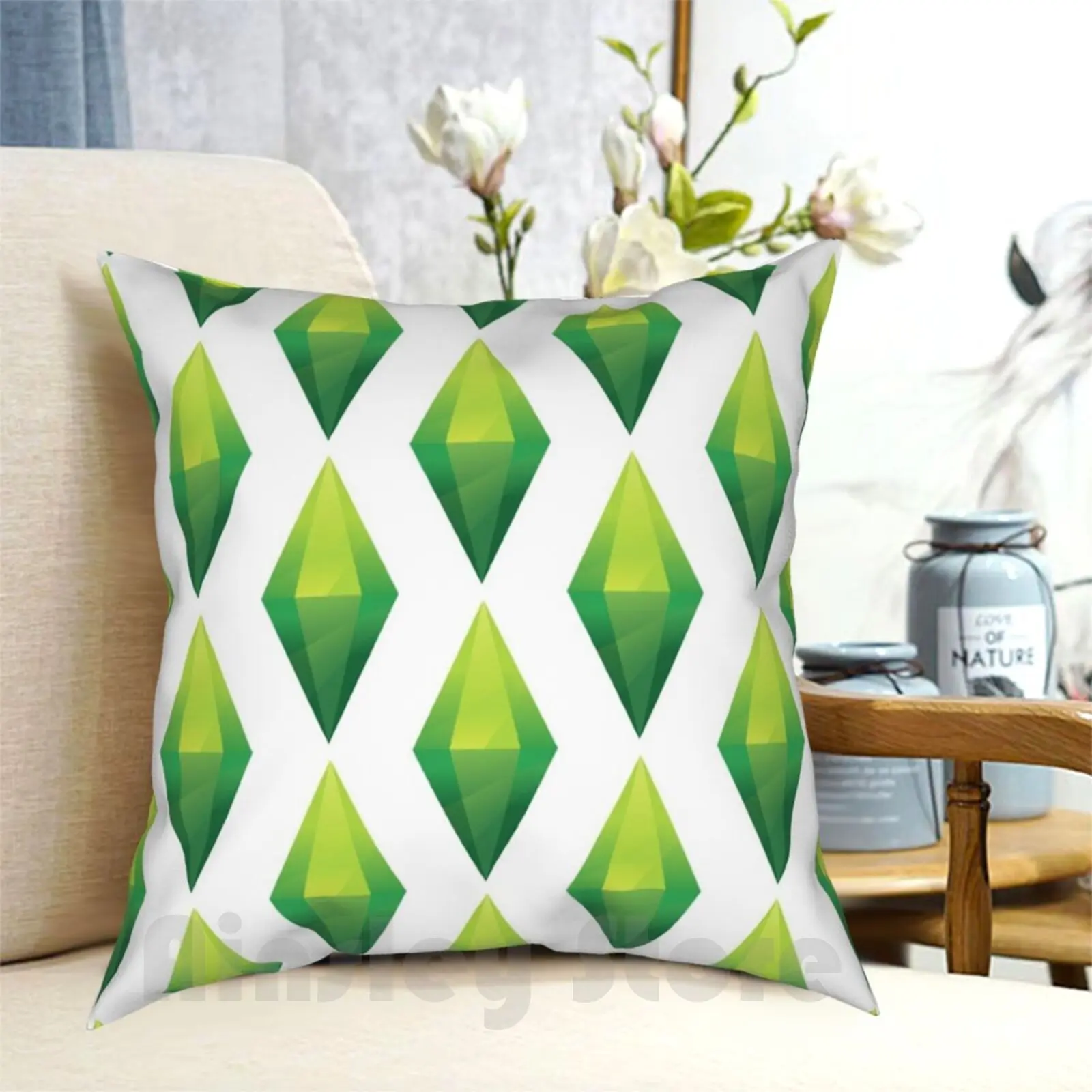 Plumbob-The Sims Federa Stampata Cuscino Morbido Da Tiro Per La Casa Sims The Sims The Sims 4 Sims 4 Madreperla Plumbob Games