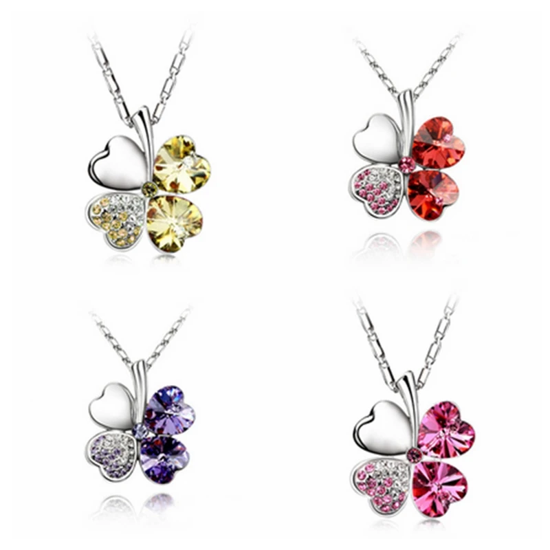 Креативное Серебро S925, четыре ожерелье с кристаллом в форме цветка, разноцветное женское ожерелье, подвеска из циркония, ювелирные изделия для женщин, для свадебной вечеринки