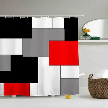 

Shower Curtain Line Frame Polyester Waterproof Shower Curtain Bathroom Home Decor Set With 12 Free Hooks, 71 Inches