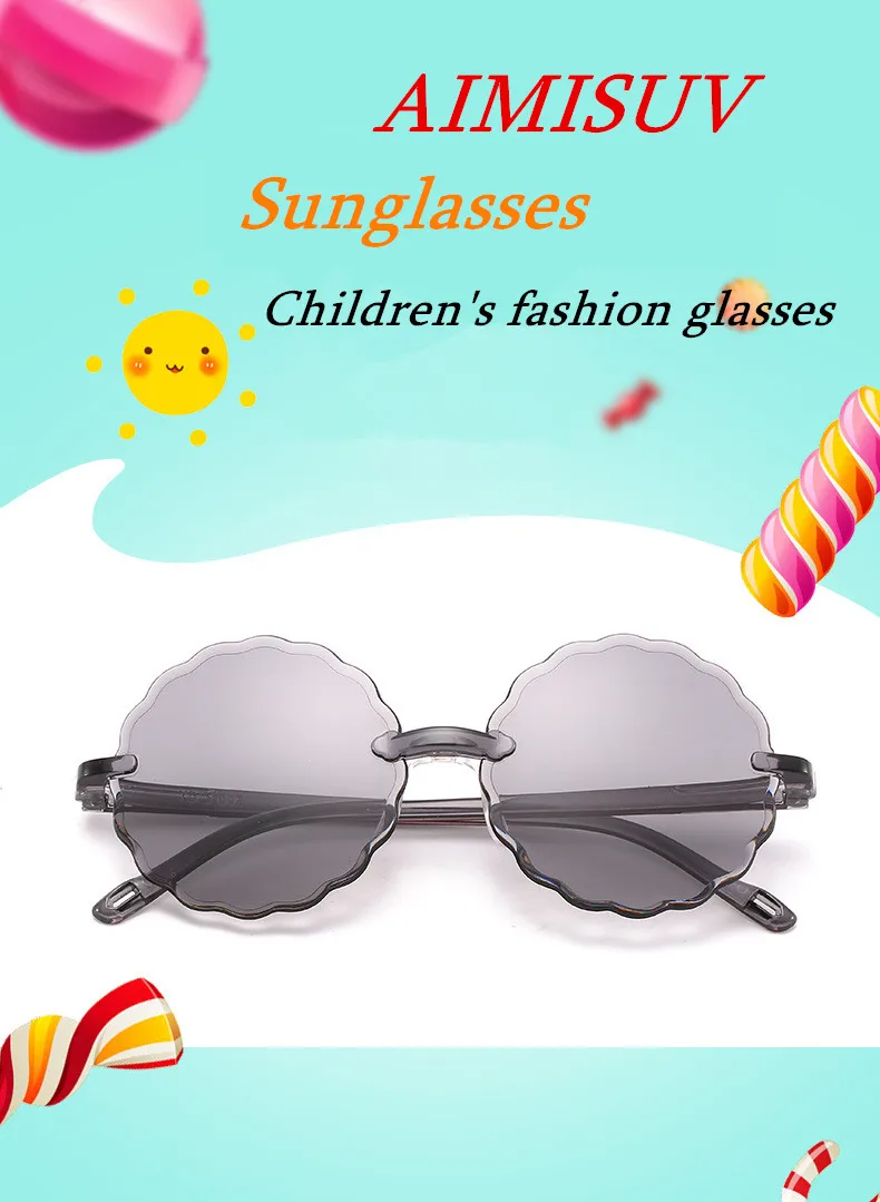 AIMISUV Fashion Sunglasses for children flowers frame lovely one piece sunglasses Girls Trendy Gradient Eyeglasses UV400 Gafas