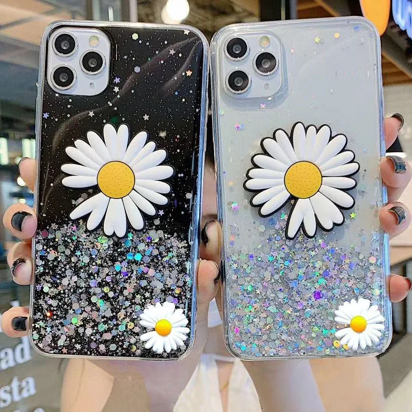 Блестящий чехол с цветами для Samsung Galaxy A51 A71 A10 A20 A30 A40 A50 A70 A20E J4 J6 J8 A6 A8 2018 Note 8 9 10 S8 S9 S10