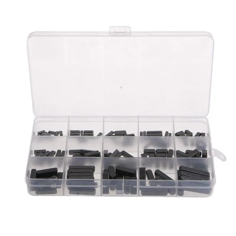 

140pcs/set Round Ended Feather Key Parallel Drive Shaft Keys Set 8mm 10mm 12mm 16mm 20mm 25mm 30mm Hardware with Box