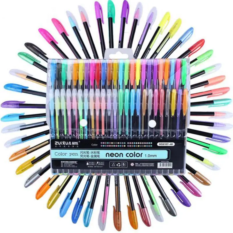 48 шт. цветная ручка для рисования с блестками цветные маркеры набор гелевых ручек