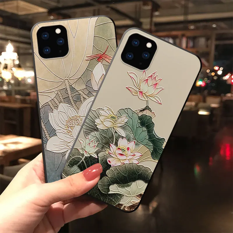 Чехол со стрекозой лотосом волшебкой птицей цветами для телефона iPhone 11 12 Pro Max XS MAX