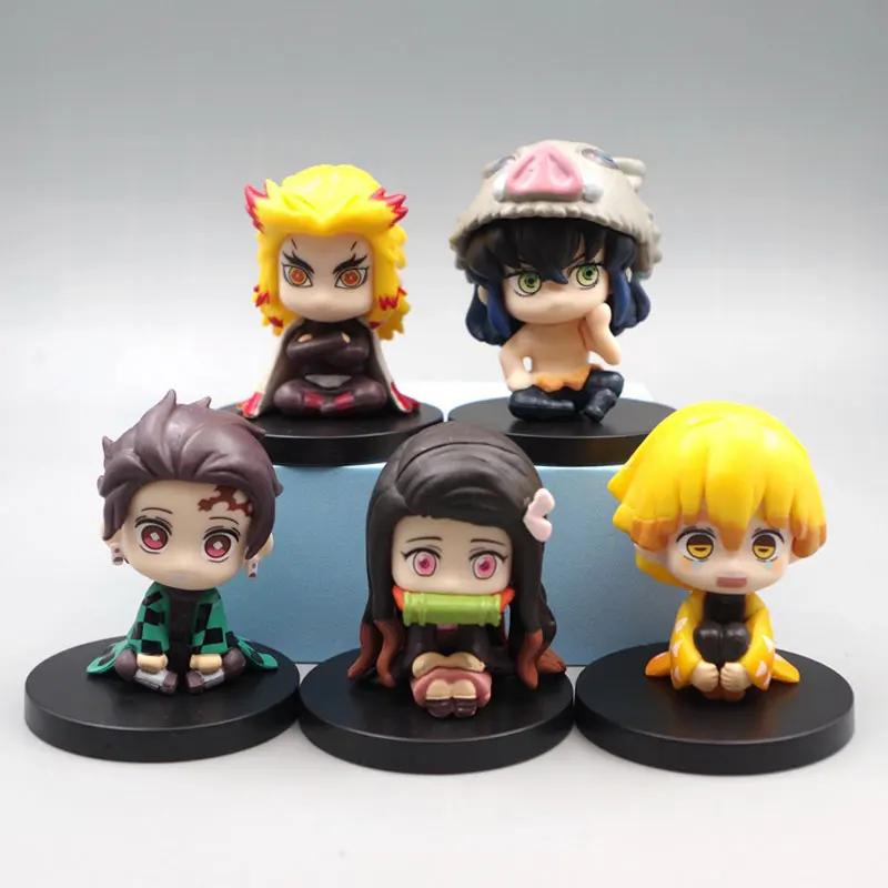Anime Figure Demon Slayer Kawaii Kimetsu No Yaiba Doll Tanjiro Nezuko Zenitsu Cute Decoration Children's Gift Toys | Игрушки и хобби