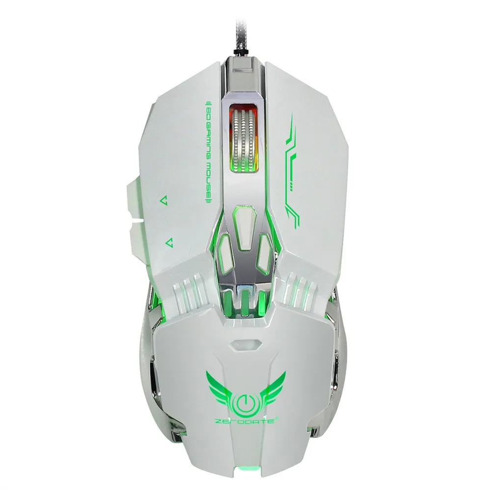OMESHIN X800 Проводная игровая мышь с 4 Регулируемый Точек на дюйм светодиодный свет 8 кнопок профессиональный оптический светодиодный профессиональная игровая мышь - Цвет: Белый