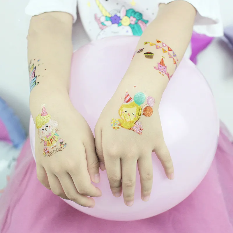 Birthday Holiday Party Stickers Childrens Tattoo Fun Cartoon Temporary for Baby Kids Cute | Красота и здоровье
