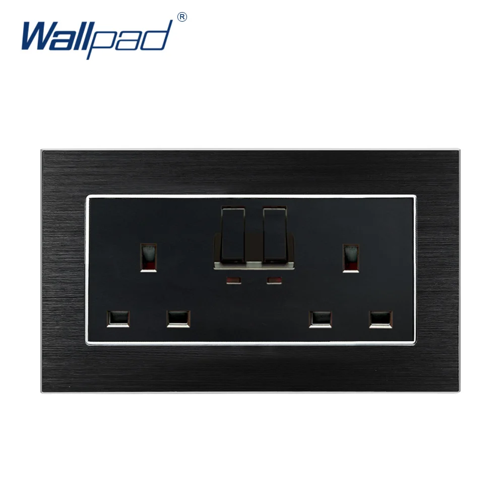 New Arrival 2 Gang 6 Pin UK 13A Socket With Switches Wallpad Luxury