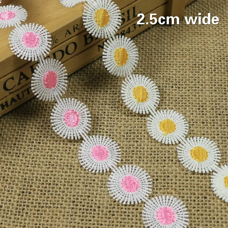 

Fine Sunflower Flower Water Soluble Embroidery Lace Ribbon DIY Skirt Hat Bag Strap Trim Necklace Headdress Creation Dentelle