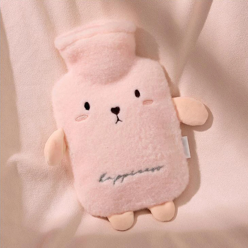 

74*14cm Fur Rubber Extra Long Hot Water Bottles Bag With Knitted Removable Cover For Waist Hand Foot Warming Pink Grey