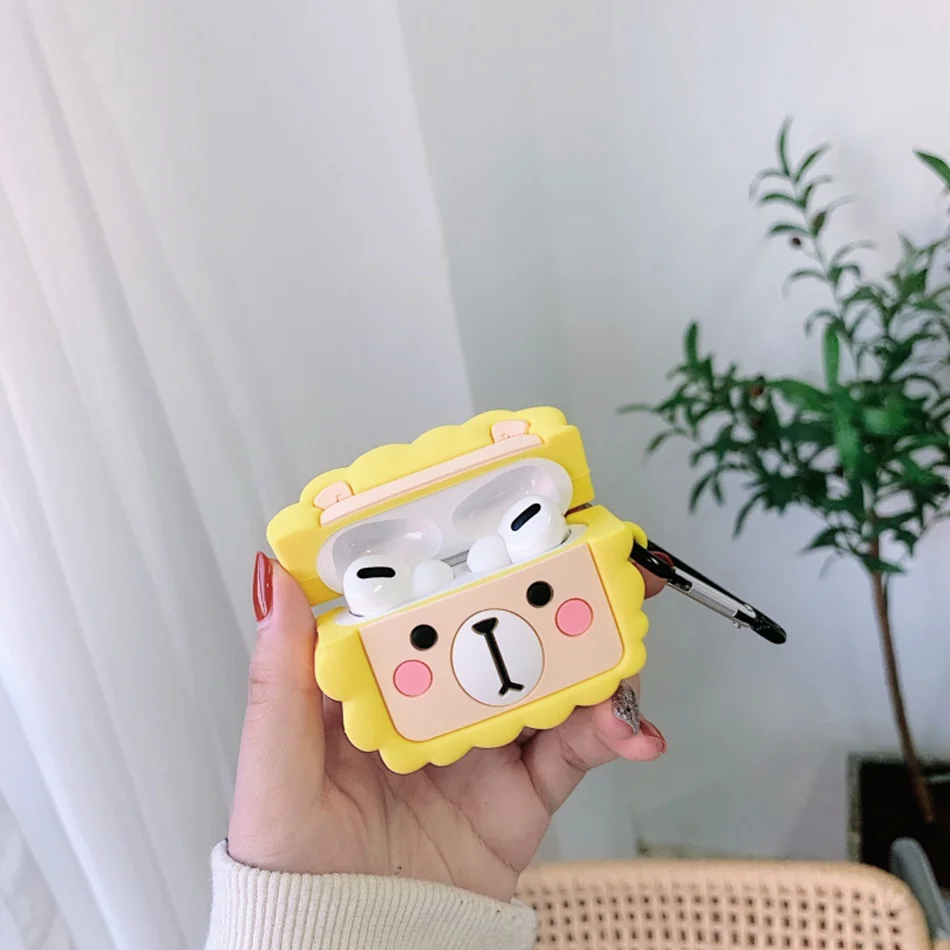 Чехол для наушников с цветами для Airpods Pro, силиконовый чехол, красивое с медведем и собакой Мультяшные наушники/Earpods, чехол для Apple Air pods Pro 3, чехол s