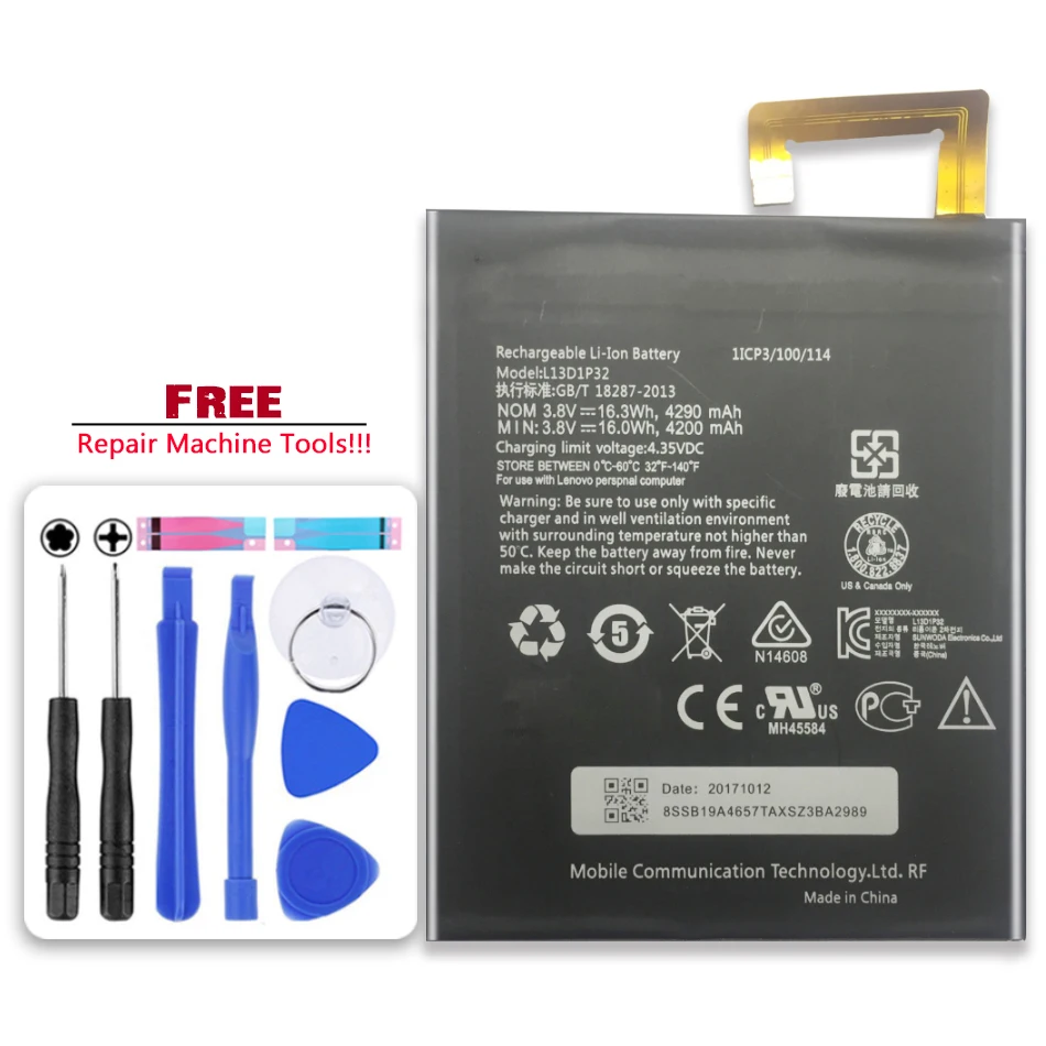 Для lenovo Lepad PAD A8-50 A5500 литий-полимерные аккумуляторы для lenovo Lepad PAD A8-50 A5500 4290 мАч L13D1P32 Аккумулятор для планшета