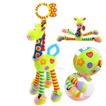 Hochets souples en forme de girafe avec anneau de dentition pour bébé, jouets en peluche pour le développement du bébé