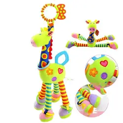 Hochets souples en forme de girafe avec anneau de dentition pour bébé, jouets en peluche pour le développement du bébé 