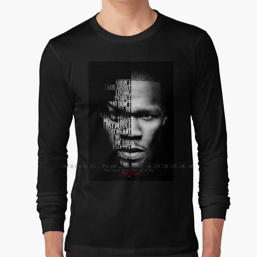 Citazione Da 50 Centesimi In Bianco E Nero. Maglietta A Maniche Lunghe Tee 50 Centesimo Rap Rapper Dr Dre Hip Hop Hip Hop Musica Attore Musicale 50 Ce