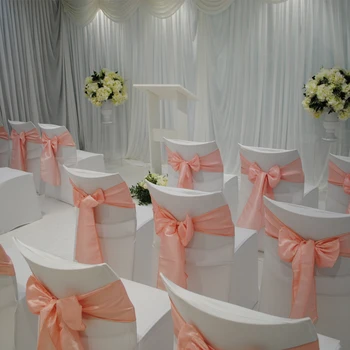 

25PCS/Lot Satin Chair Sash Bow Ties Solid Color For Banquet Wedding Hotel Home Party Chair Cover Craft Decoration Supplies