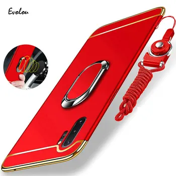 

For Samsung Galaxy Note 10 Pro M10 A10 A20 A30 A40 A50 A60 A70 Magnetic Ring Holder Phone Case Shockproof plating 3 in 1 Cover