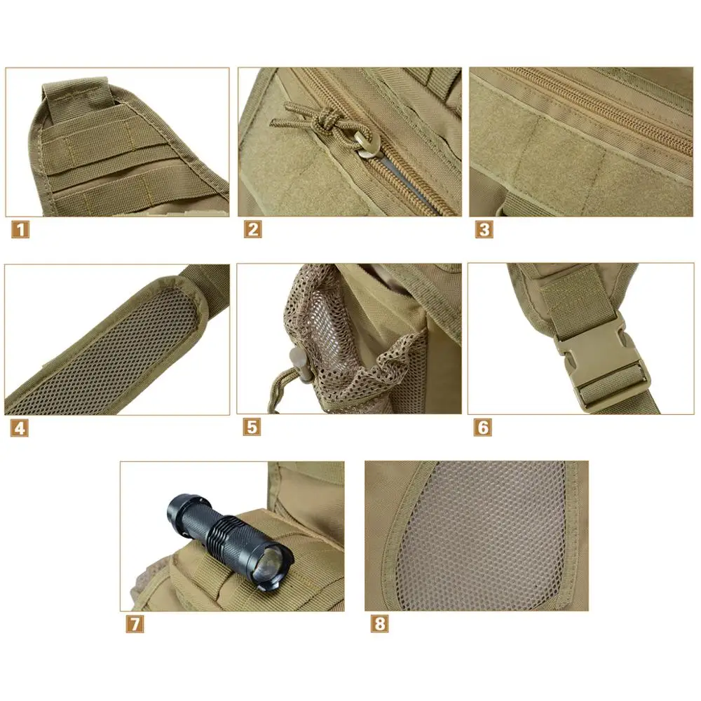 Tactical Messenger Shoulder Bag, 900D Oxford Waterproof Outdoor EDC Sling Pack for Fishing Hiking Camping Trekking Cycling