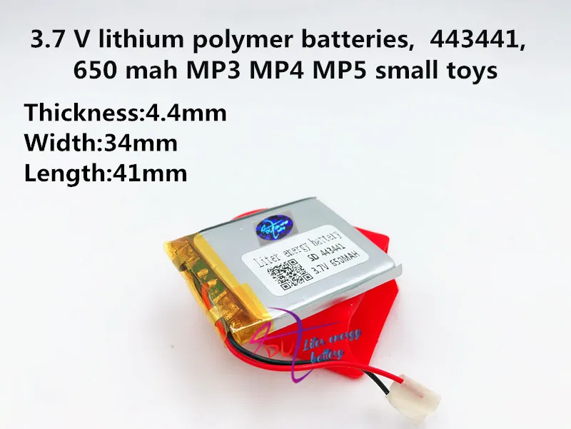 3,7 V, 650mAH 443441 453438 453540 полимерный литий-ионный/литий-ионный аккумулятор для MP3, MP4, динамиков, bluetooth, gps, игрушек, смарт-часов