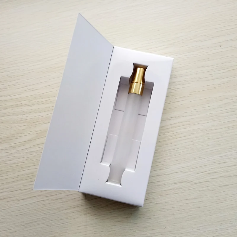 White Box Gold 50 шт./лот 10 мл пустые флаконы для духов матовые стеклянные флаконы настраиваемые бумажные коробки с пустой распылитель для парфюмерии парфюмерная упаковка - Цвет: White Box Gold