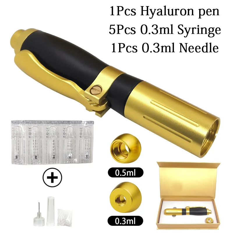 pen and ampoule 2 в 1 гиалуроновая ручка с двумя головками 0,3 мл и 0,5 мл гиалуроническая ручка с гиалуроновой кислотой наполнитель для губ Мезотерапия пистолет без иглы Распылитель ручка - Номер модели: pen and ampoule
