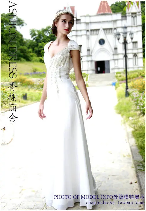 Новая Мода vestidos robe de soiree formales белые длинные рукава с бисером шифоновое платье Вечерние вечернее платье для мамы; обувь под свадебное платье для невесты