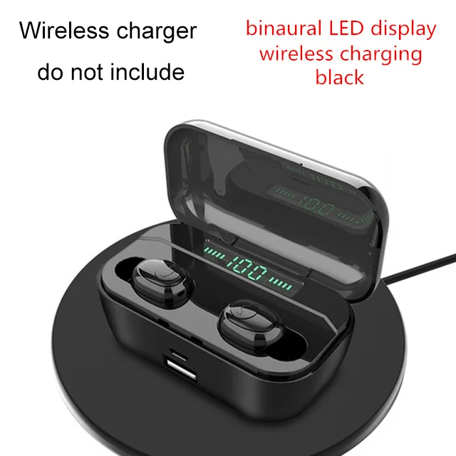 LED wireless black TWS G6S беспроводные наушники 8D стерео Bluetooth 5,0 наушники светодиодный дисплей гарнитура IPX7 водонепроницаемый earburd 3500 мАч чехол для iphone - Цвет: LED wireless black