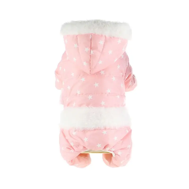 P Четырехногий костюм для собак, для холодной погоды, зима и осень, пальто с капюшоном, комбинезон, уплотненный, с принтом звезд, костюм для домашних животных N - Цвет: P