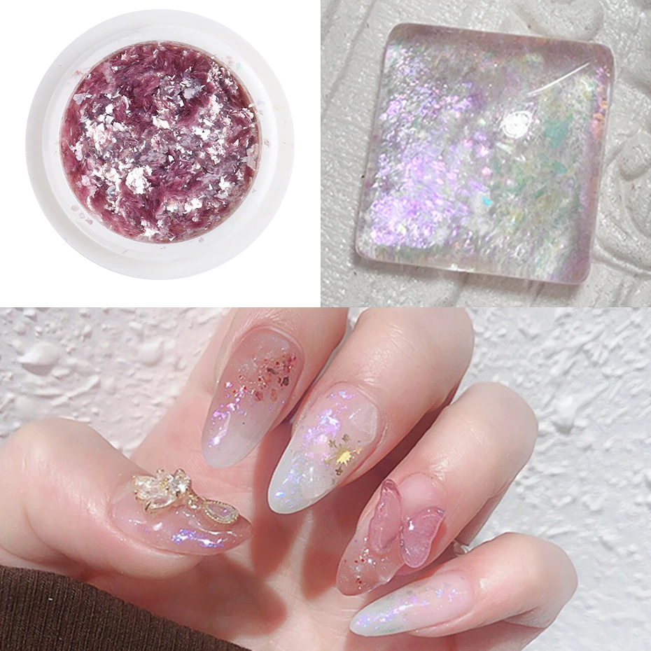Nail Powder 1 Box Shiny Mermaid Opal Powder Nail Glitter Aurora Yuki Flakes Nail Design Manicure Mirror Neon Pigment Sequin Accessory LE1857