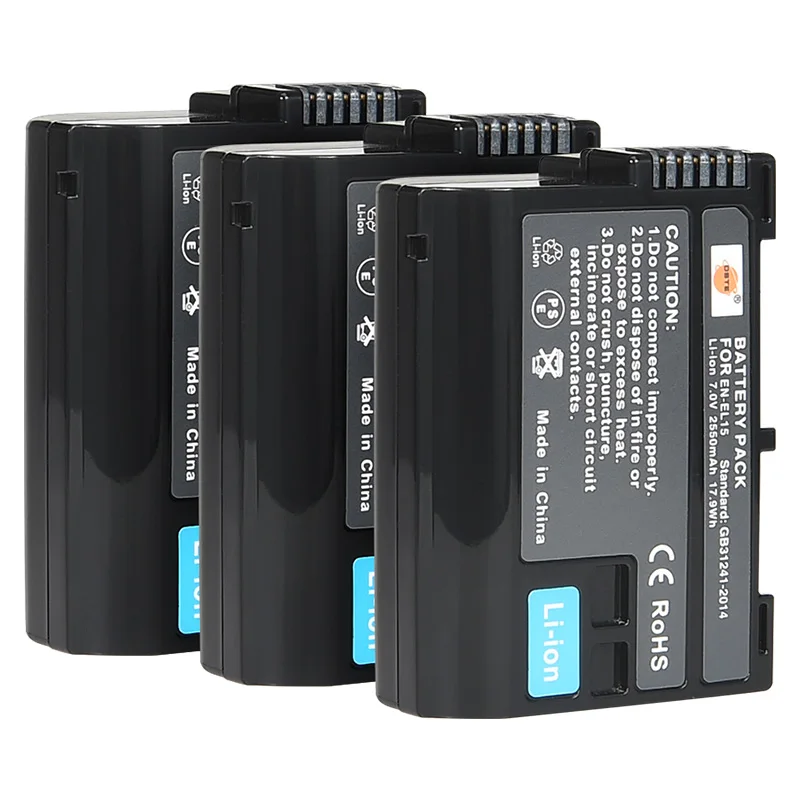 3 шт. 2550 мАч 7,0 V DSTE EN-EL15 ENEL15 батарея камеры DSLR для Nikon D7000 D500 D7100 D800 D800E D600 D610 D810 D7200 Z6 Z7