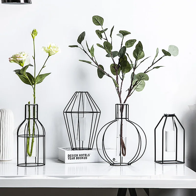 Nordic Geometric Hydroponic Green Plant Container Vases Ornament Home Decoration Desktop Crafts Glass Tube Minimalist Vase