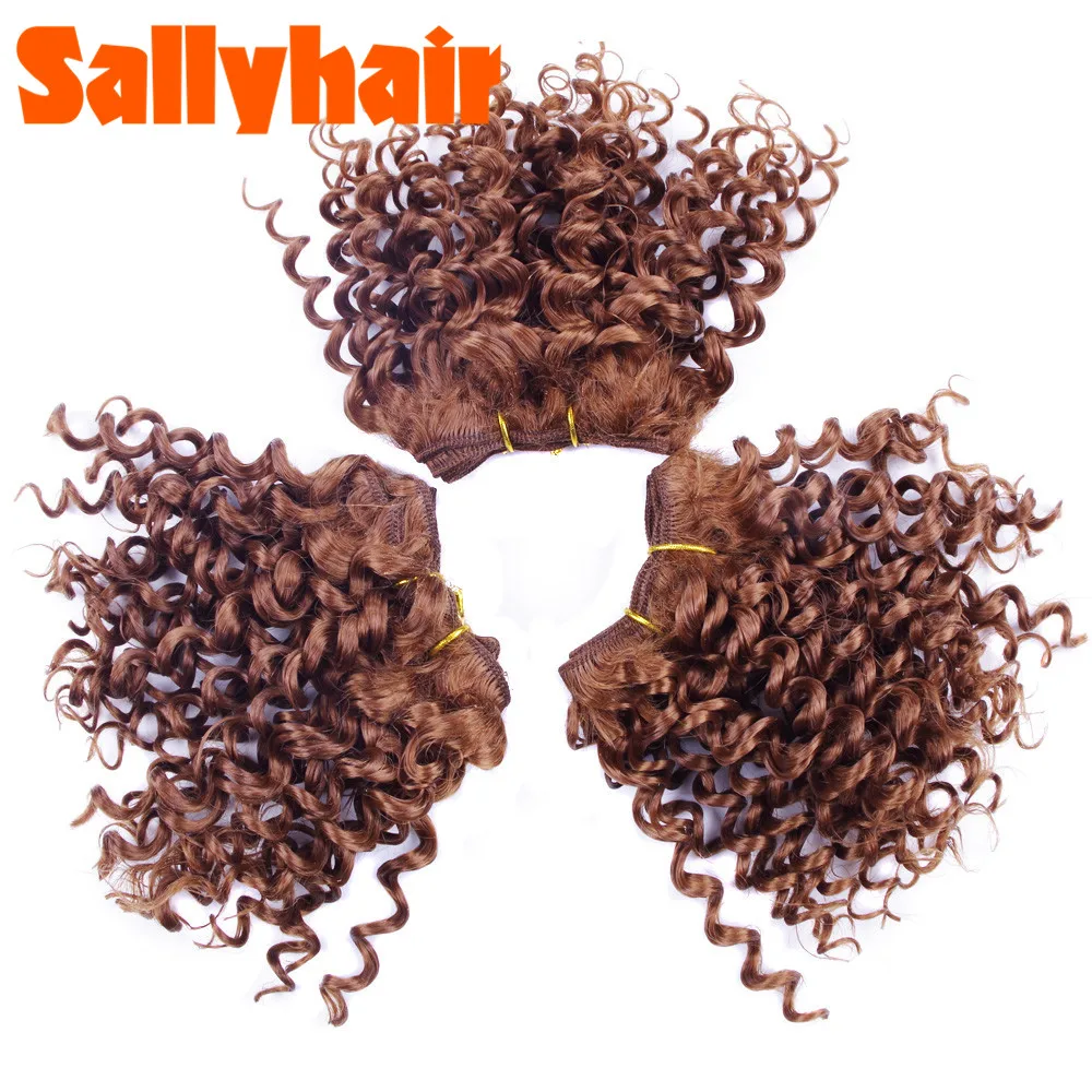 Sallyhair Ombre Color Afro Kinky Curly Crochet Hair Weave Mixed Black Burgundy Synthetic Hair Extensions 3pclot Hair Weavings  (25)