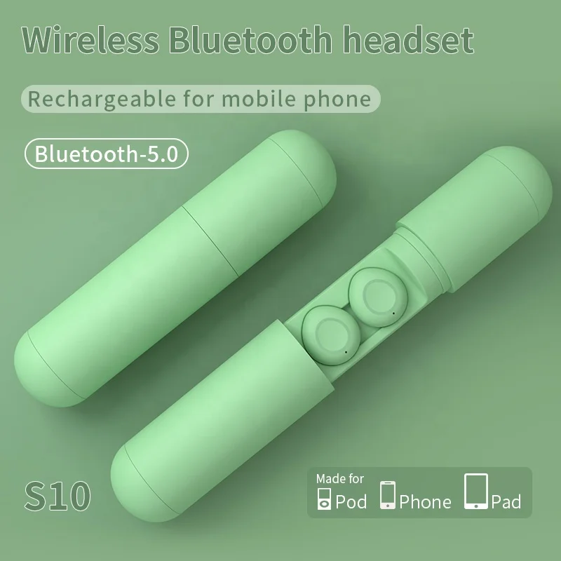 Mini S10 TWS Wireless Bluetooth 5 0 Touch Control Earbuds Sport Headphone Waterproof IPX6 with 1000mah emergency battery