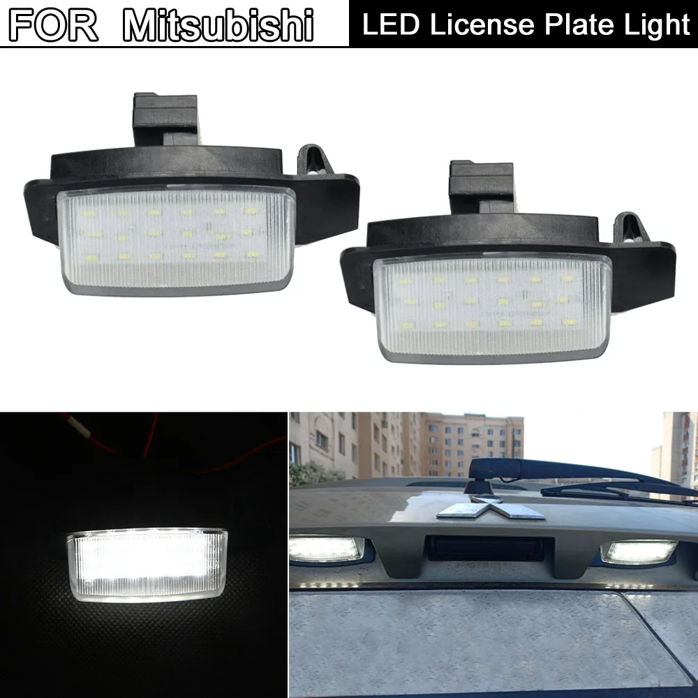 2Pcs White LED License Plate Light Number Plate Lamp For Mitsubishi