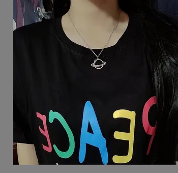 

Trend Planet Necklace Women's Versatile Cool Simple INS Non-mainstream Design Satur Short Pendant Titanium Steel Does Not Fade