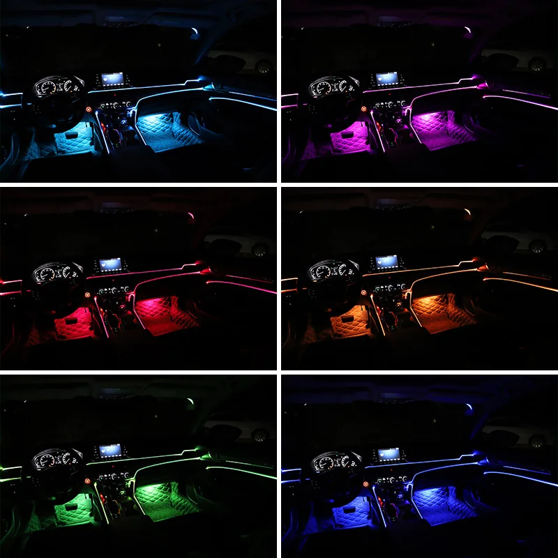  10 in 1 RGB LED 10M Car Interior Decorative Atmosphere Light Sound Active EL Neon Strip Lamp Multic - 4000324845930