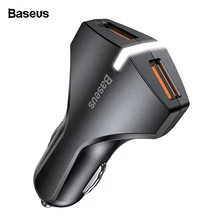 Baseus Quick Charge 3,0 Dual USB Автомобильное зарядное устройство 5V3A QC QC3.0 Turbo Быстрая автомобильная зарядка зарядное устройство для мобильного телефона для iPhone X Xiaomi Mi 9