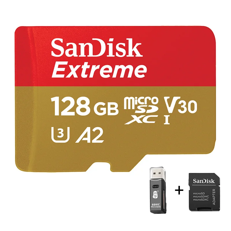 High Speed Mini Micro SD Card Apple Adapter Memoria Extreme Micro SD Card Class10 tf Card For Recording 2 Slot Pro Adapter HD 4K - Цвет: SanDisk128GBReading